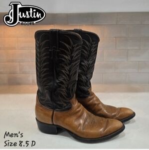 JUSTIN Cognac WESTERN BOOTS Style 2396 - MEN's Size 8.5 D